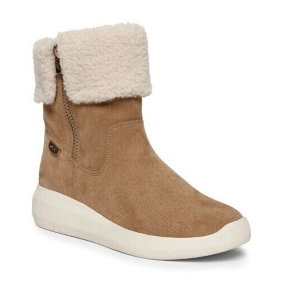 Anne Klein Shoes - Anne Klein Womens Frizby Ankle Bootie Beige 9M Sherpa Trim